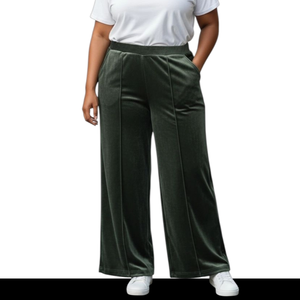 NEW Just My Size Velvet Pull On Trouser In Emerald Green Size 2X